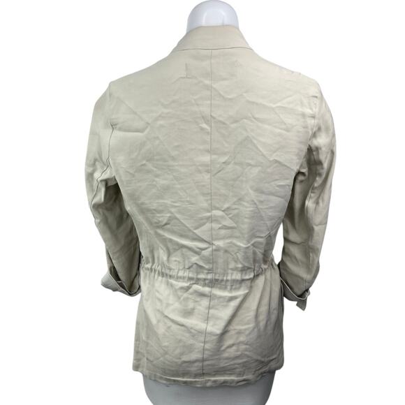 Zara Off White Long Open Front Drapey Waterfall Light Trench Coat Jacket Size XS - Picture 2 of 5